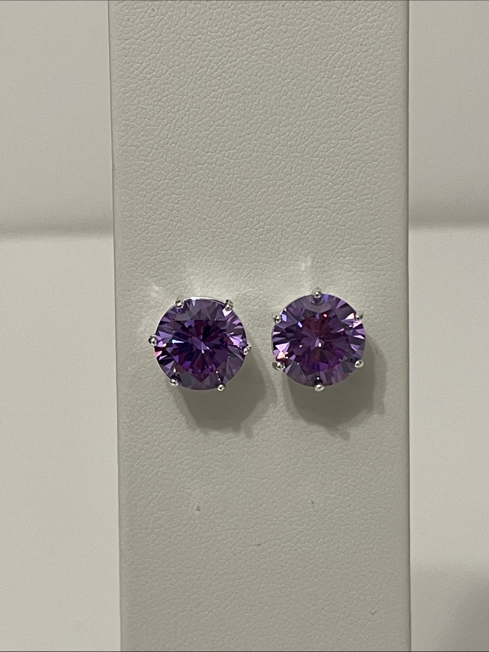 Vintage Joan Rivers Classics Collection Silver-Tone 10mm Purple Stud Earrings